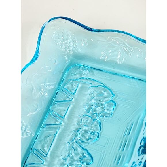 The Last Supper Aqua Blue Indiana Glass Mini Dish Tray 5 1/2" x 3 1/2" 70s Vtg - Picture 8 of 14